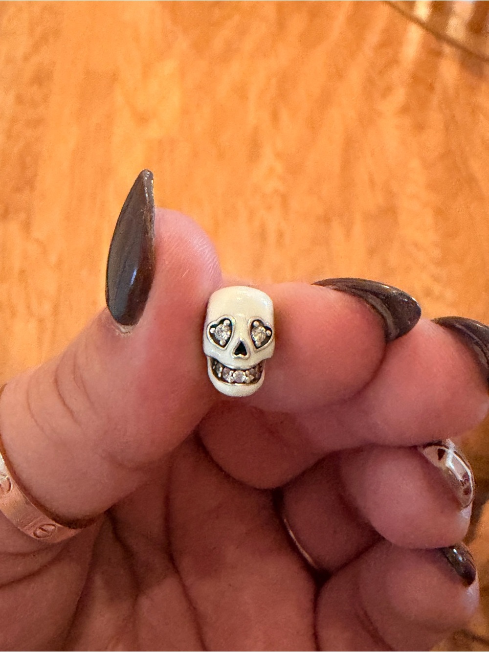 Pandora Glow-in-the-dark White Skull Charm with Crystal Eyes and Teeth